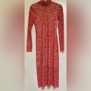 Women’s Baum Und Pferdgarten Sheer Red/White Dress Size Small